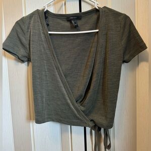 Olive Green V-Neck Top